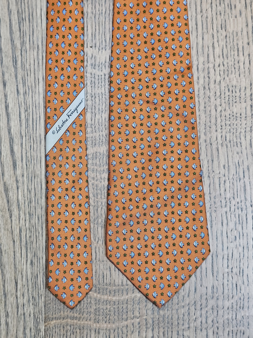 Salvatore Ferragamo Orange 100% Silk Patterned Men's Tie